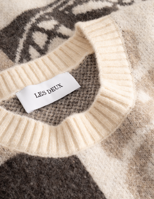 Light Gray סוודר לגברים Globe Crewneck Knit LES DEUX