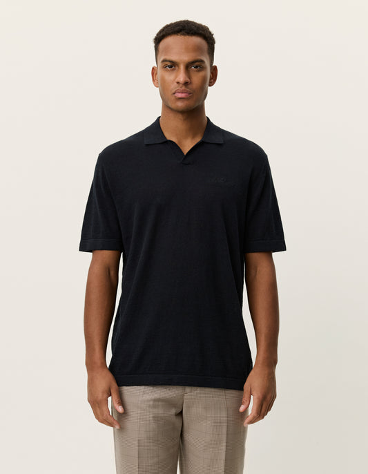 Black חולצת פולו קצרה לגברים Emmanuel LES DEUX