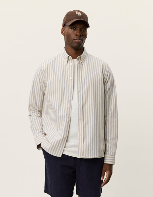 Lavender חולצה מכופתרת ארוכה לגברים Konrad Striped Oxford LES DEUX