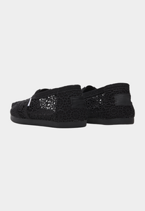 Black אספדריל לנשים Alpargata Moroccan Crochet TOMS