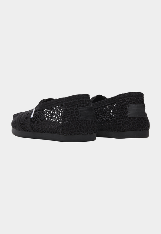 Black אספדריל לנשים Alpargata Moroccan Crochet TOMS