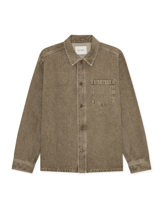 Dim Gray חולצה מכופתרת ארוכה לגברים Denim Overshirt LES DEUX