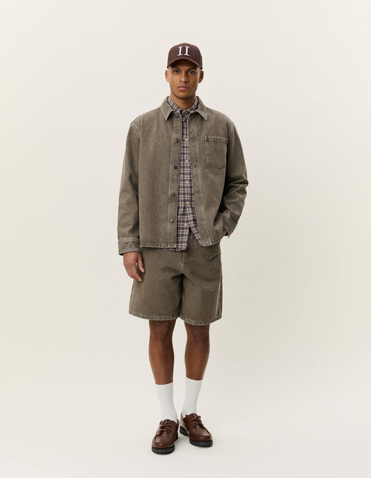 Antique White חולצה מכופתרת ארוכה לגברים Denim Overshirt LES DEUX