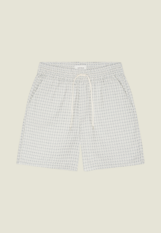 Light Gray מכנסיים קצרים לגברים Structured Check Shorts LES DEUX