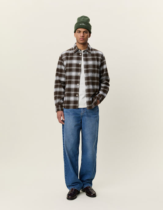 Antique White חולצה מכופתרת ארוכה לגברים Check Overshirt LES DEUX