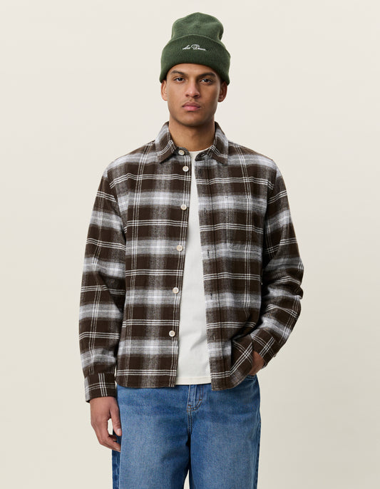 Antique White חולצה מכופתרת ארוכה לגברים Check Overshirt LES DEUX