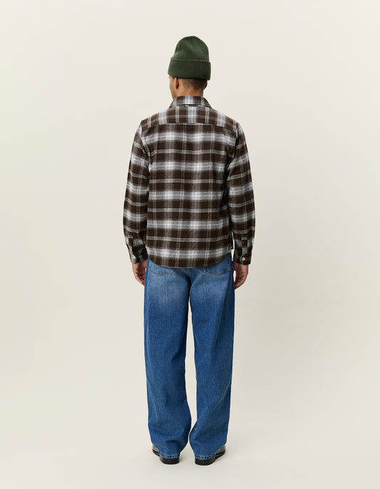 Antique White חולצה מכופתרת ארוכה לגברים Check Overshirt LES DEUX