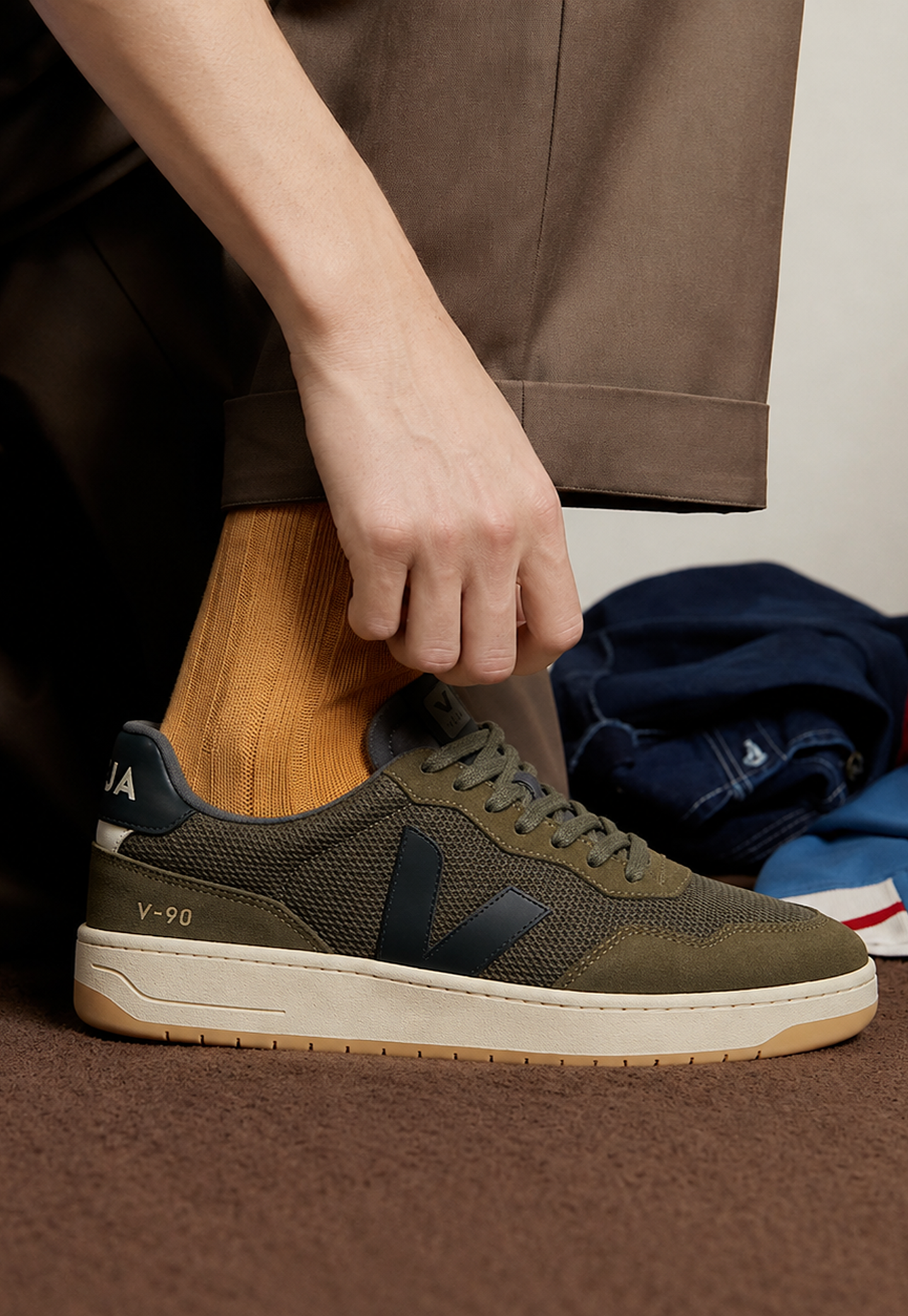 Dark Olive Green סניקרס לגברים V-90 VEJA