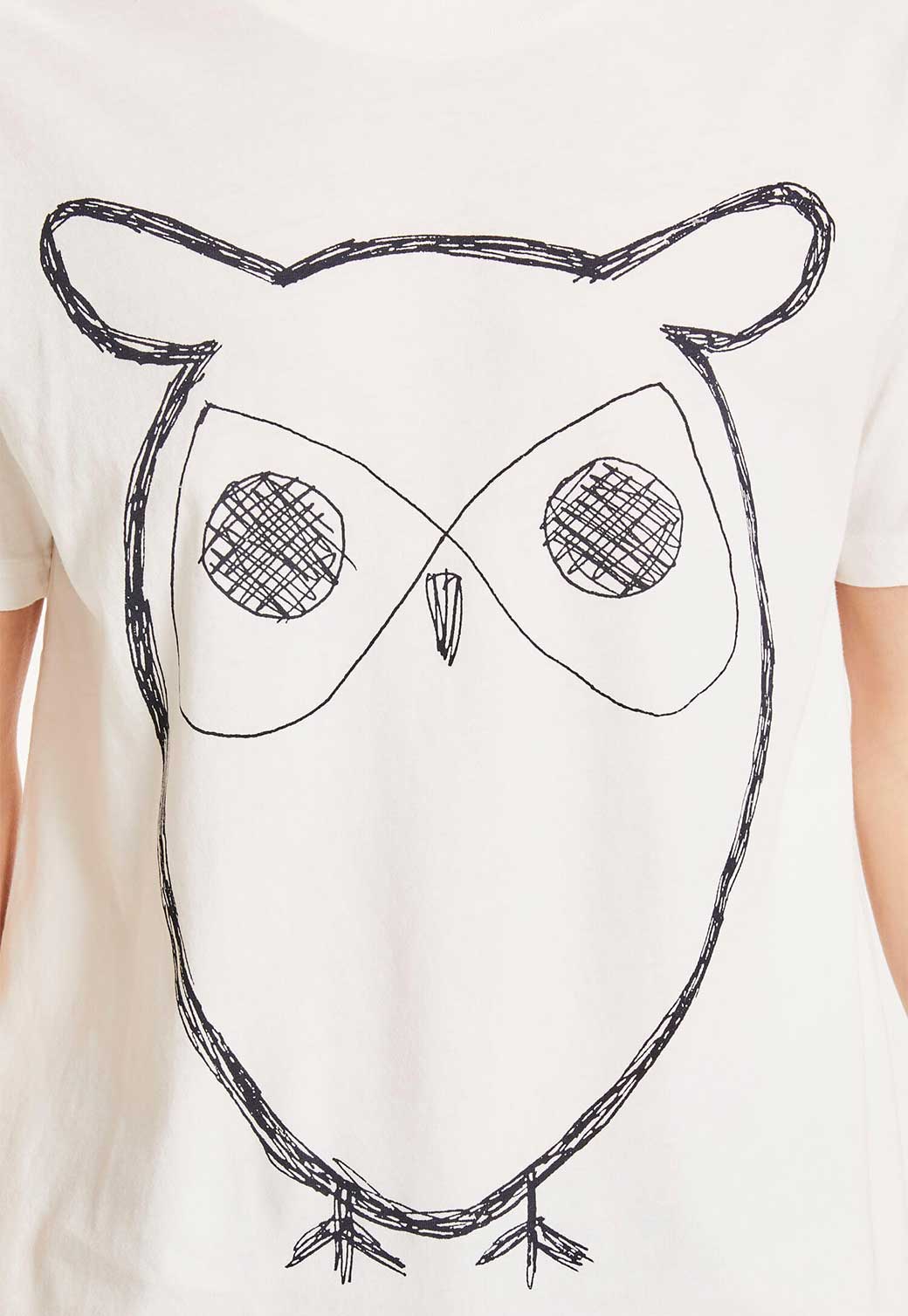 Antique White טי-שירט קצרה לגברים Big Owl KNOWLEDGE