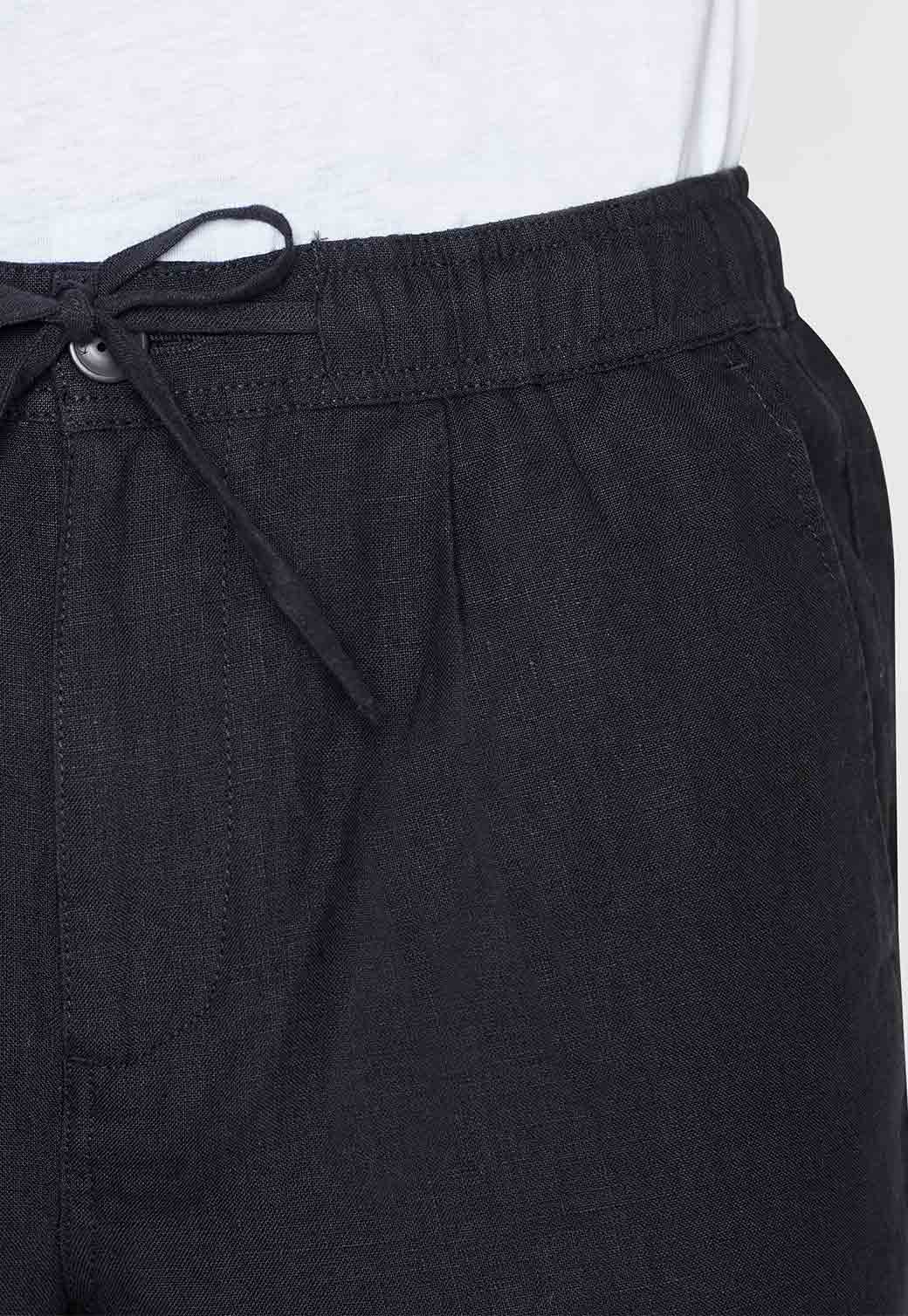 Dark Slate Gray מכנסי פשתן קצרים לגברים KNOWLEDGE