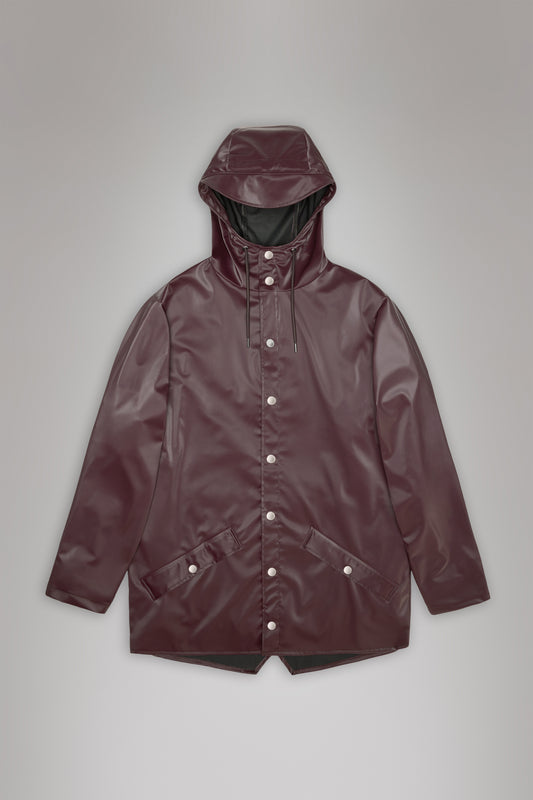 Gray מעיל גשם עם כובע לגברים/נשים RAINS