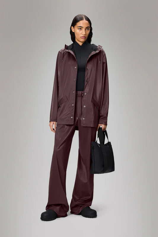 Gray מעיל גשם עם כובע לגברים/נשים RAINS