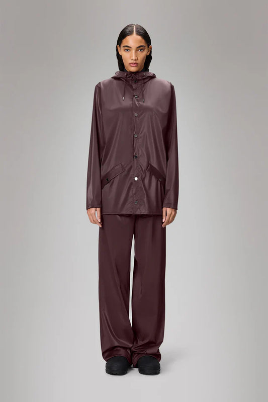 Gray מעיל גשם עם כובע לגברים/נשים RAINS