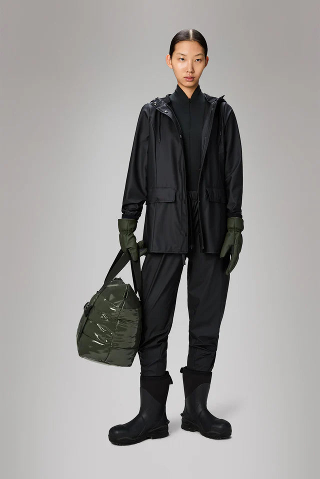 Gray מעיל גשם עם כובע לנשים RAINS