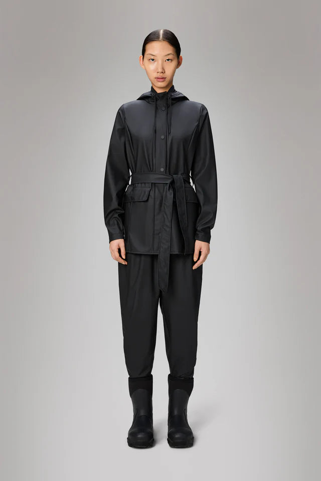 Gray מעיל גשם עם כובע לנשים RAINS