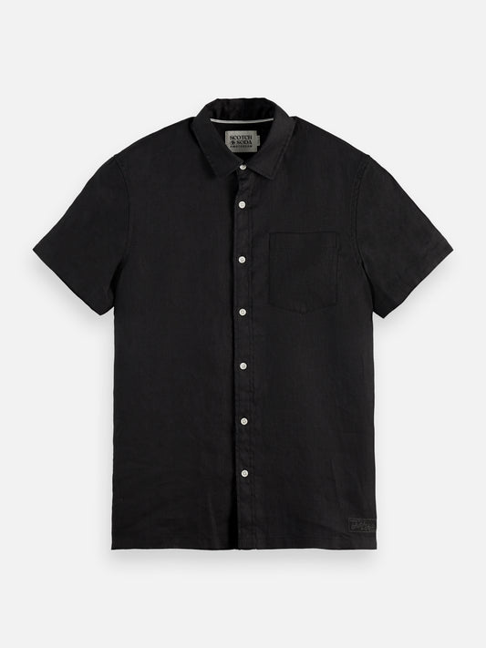 Black חולצה מכופתרת קצרה לגברים Core Linen SCOTCH & SODA