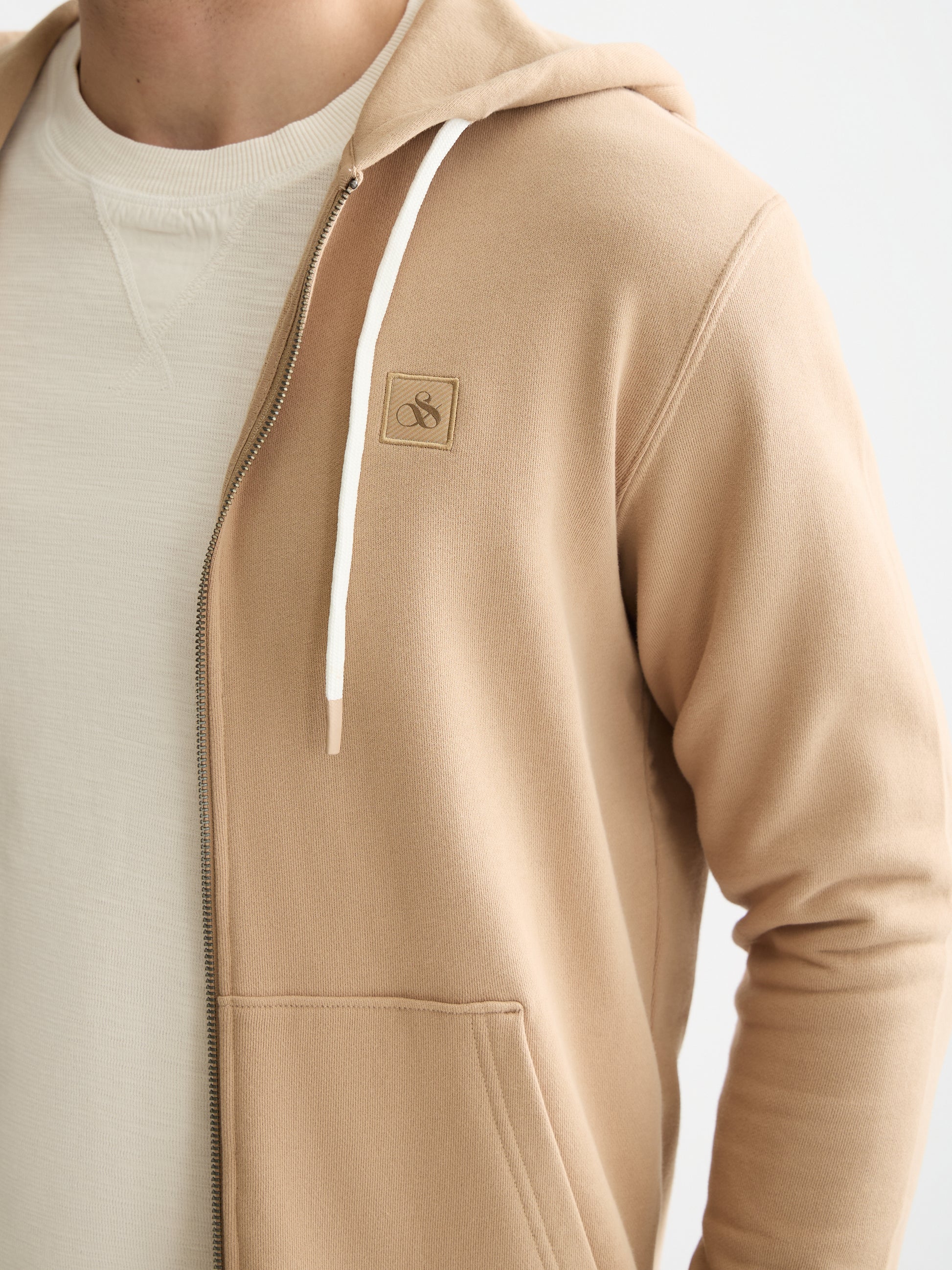 Tan קפוצ'ון לגברים Full Zip SCOTCH & SODA