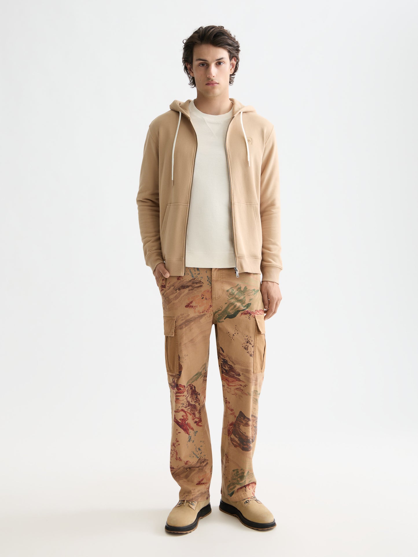 Beige קפוצ'ון לגברים Full Zip SCOTCH & SODA