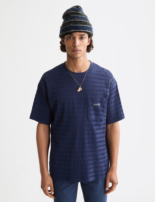 White Smoke טי שירט קצרה לגברים Horizonal Textured SCOTCH & SODA