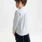 Lavender חולצה מכופתרת ארוכה לילדים  Yarn-Dyed Striped Linen SCOTCH & SODA