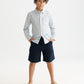 White Smoke חולצה מכופתרת ארוכה לילדים  Yarn-Dyed Striped Linen SCOTCH & SODA