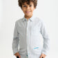 White Smoke חולצה מכופתרת ארוכה לילדים  Yarn-Dyed Striped Linen SCOTCH & SODA