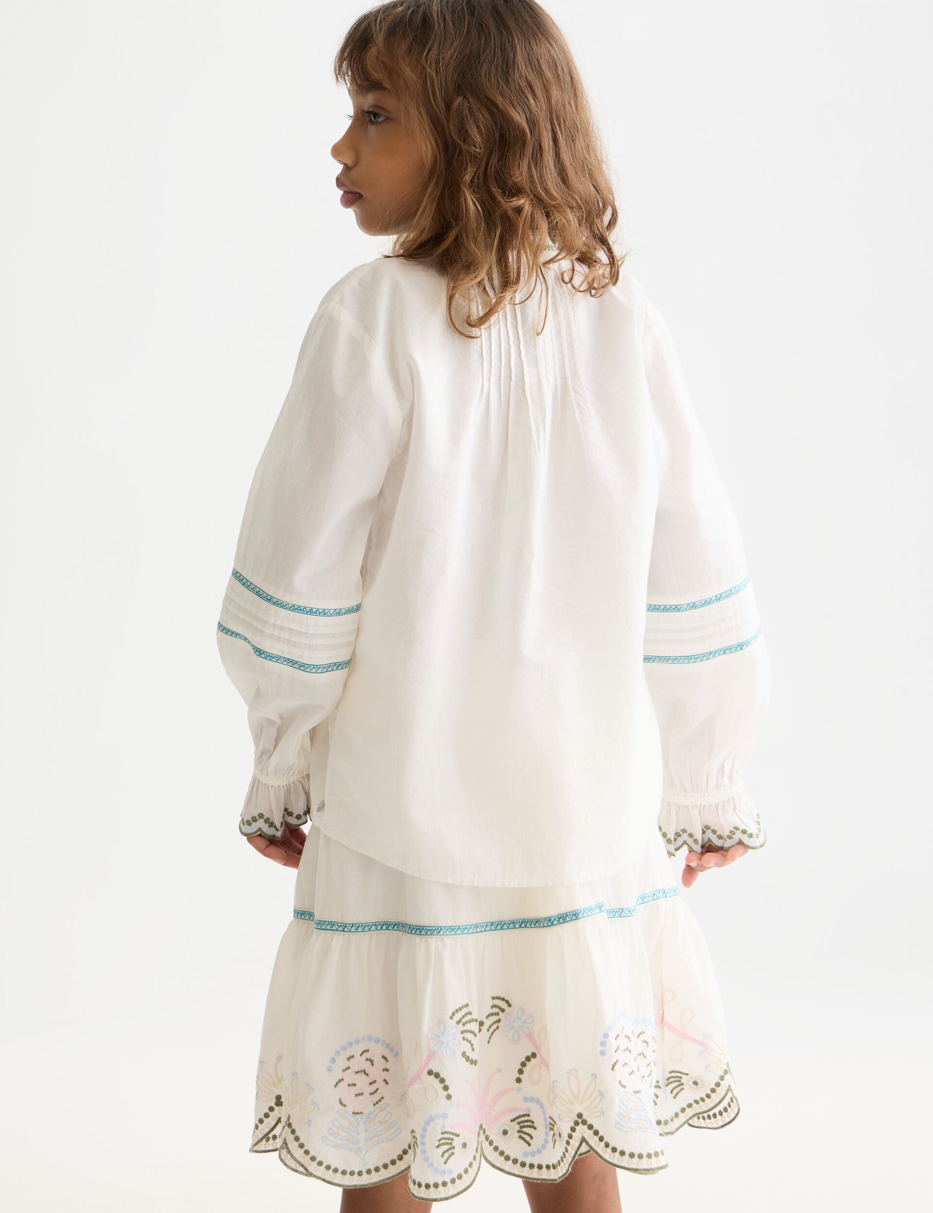 White Smoke חולצה ארוכה לילדות Embroidered Cuff SCOTCH & SODA