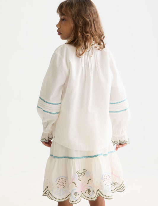 White Smoke חולצה ארוכה לילדות Embroidered Cuff SCOTCH & SODA