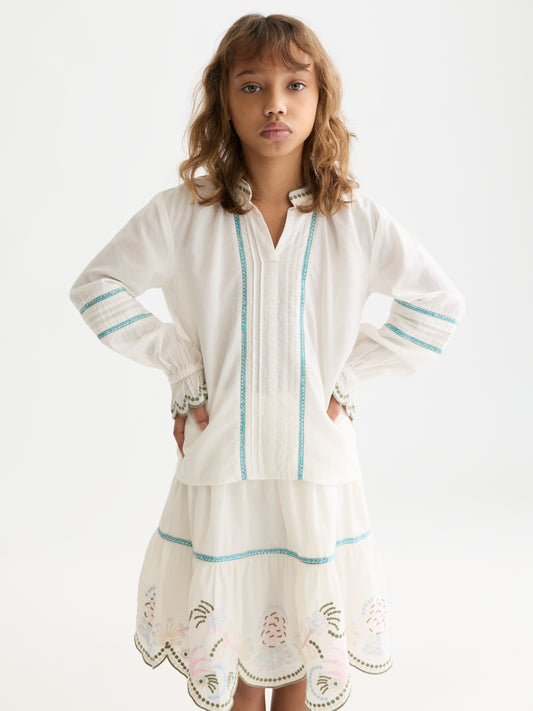 Seashell חולצה ארוכה לילדות Embroidered Cuff SCOTCH & SODA