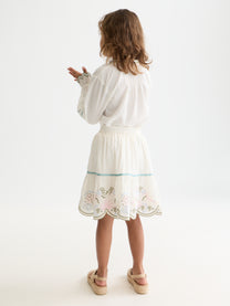 White Smoke חצאית מיני לילדות Embroidered Hem Cotton Skirt SCOTCH & SODA