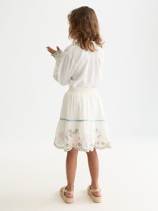 White Smoke חצאית מיני לילדות Embroidered Hem Cotton Skirt SCOTCH & SODA