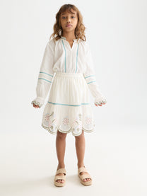 Seashell חצאית מיני לילדות Embroidered Hem Cotton Skirt SCOTCH & SODA
