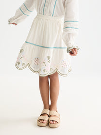 White Smoke חצאית מיני לילדות Embroidered Hem Cotton Skirt SCOTCH & SODA