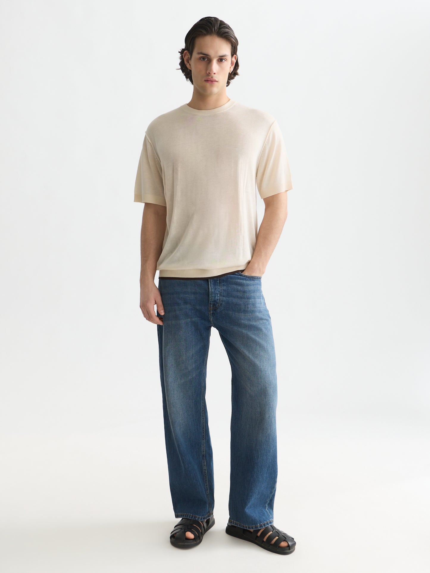 White Smoke טי שירט קצרה לגברים Knitted SCOTCH & SODA