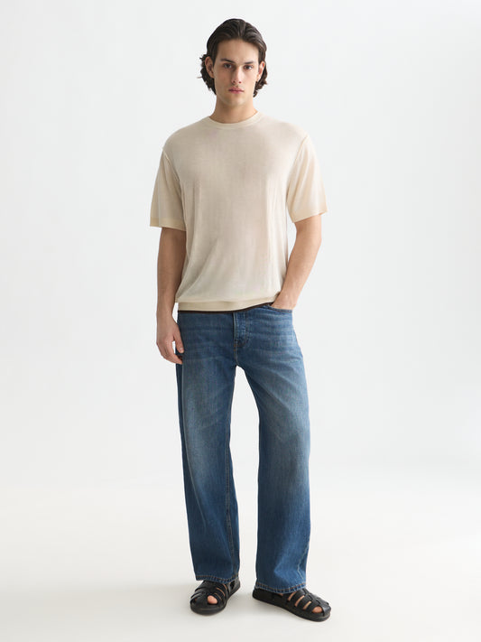 White Smoke טי שירט קצרה לגברים Knitted SCOTCH & SODA