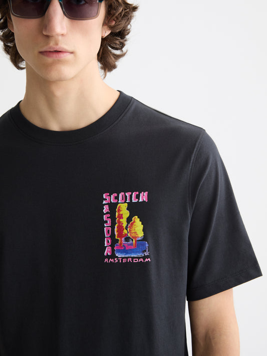 Dark Slate Gray טי שירט קצרה לגברים Front and back Artwork SCOTCH & SODA