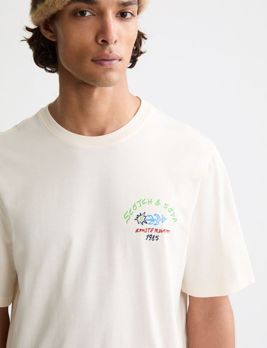 Antique White טי שירט קצרה לגברים Front and back Artwork SCOTCH & SODA