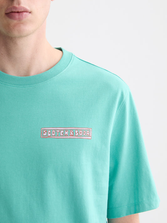 Medium Aquamarine טי שירט קצרה לגברים Front and back Artwork SCOTCH & SODA