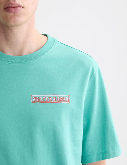 Medium Aquamarine טי שירט קצרה לגברים Front and back Artwork SCOTCH & SODA