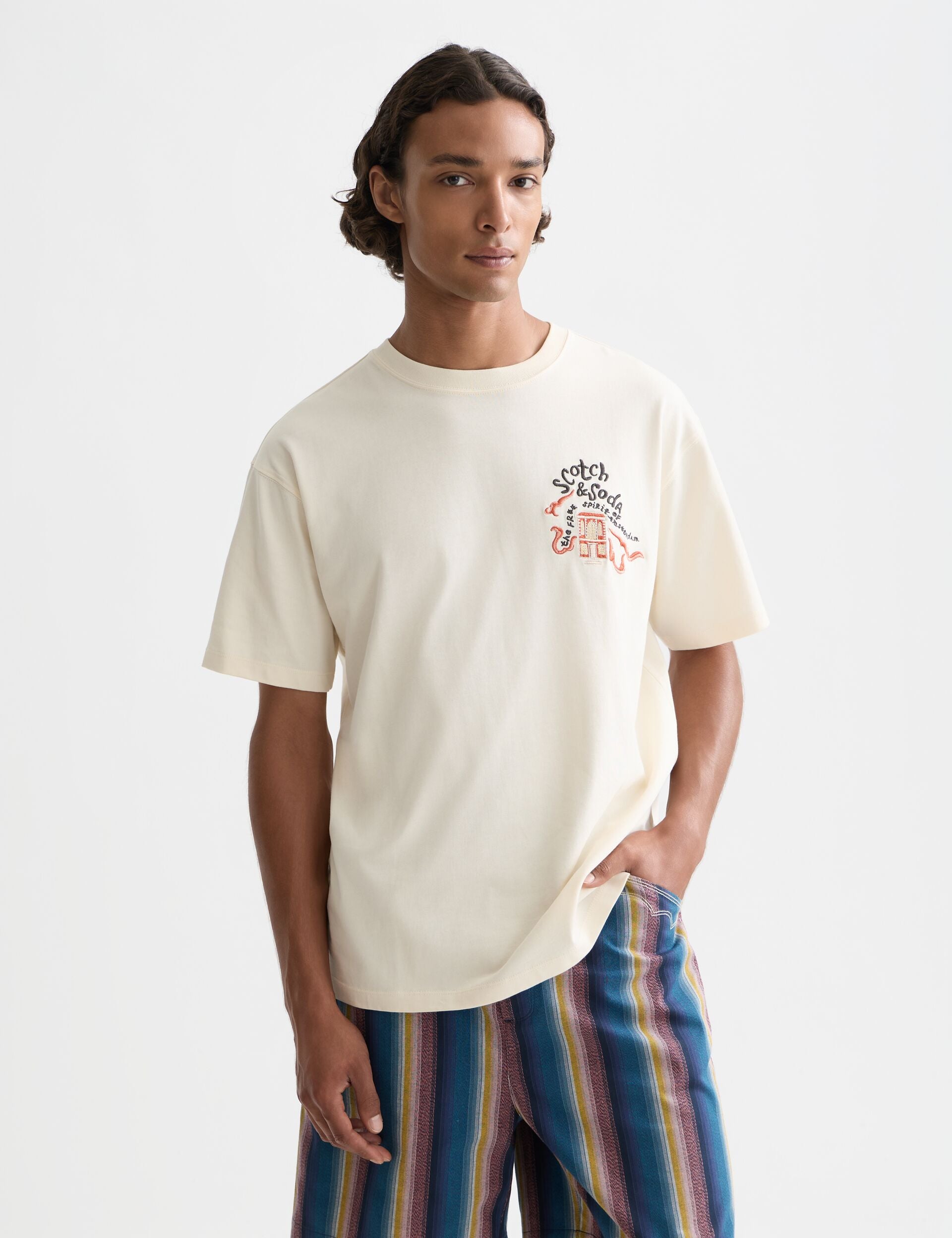 Lavender טי שירט קצרה לגברים anniversary embroidered - מהדורת 40 שנה SCOTCH & SODA