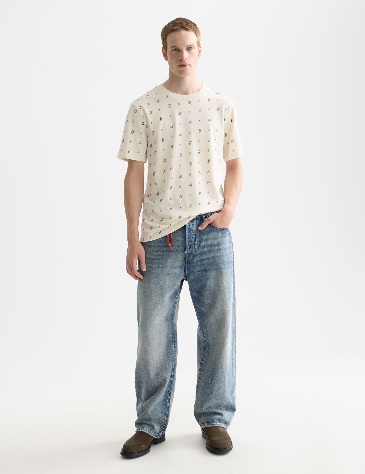 White Smoke טי שירט קצרה לגברים Micro-Printed SCOTCH & SODA