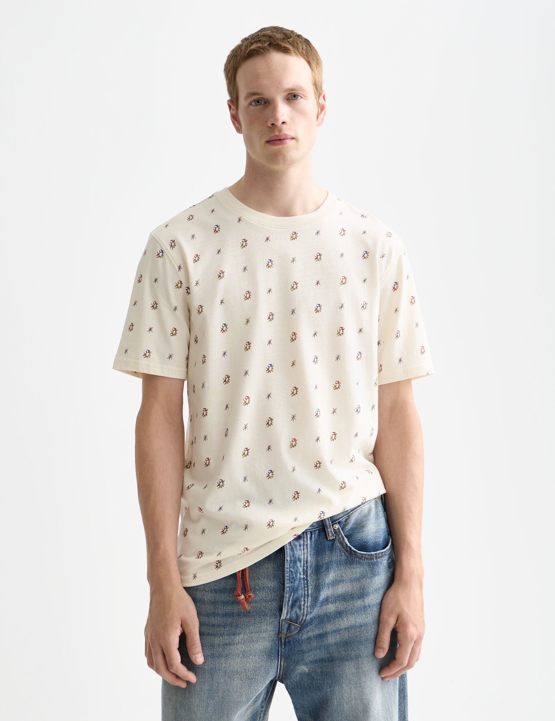 White Smoke טי שירט קצרה לגברים Micro-Printed SCOTCH & SODA