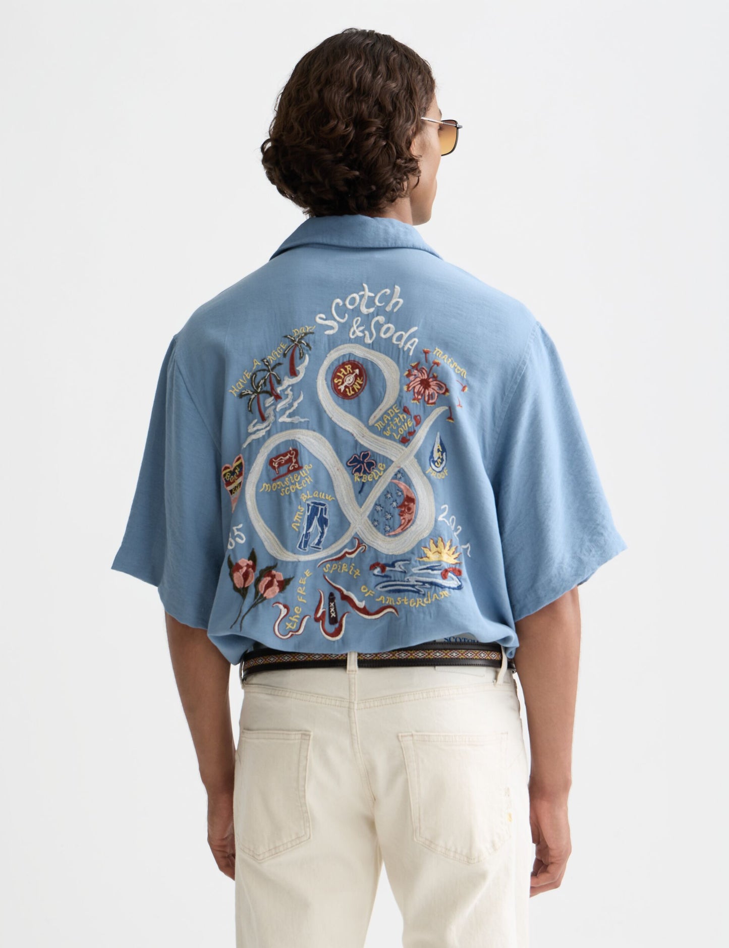 Lavender חולצה מכופתרת קצרה לגברים anniversary - מהדורת 40 שנה SCOTCH & SODA