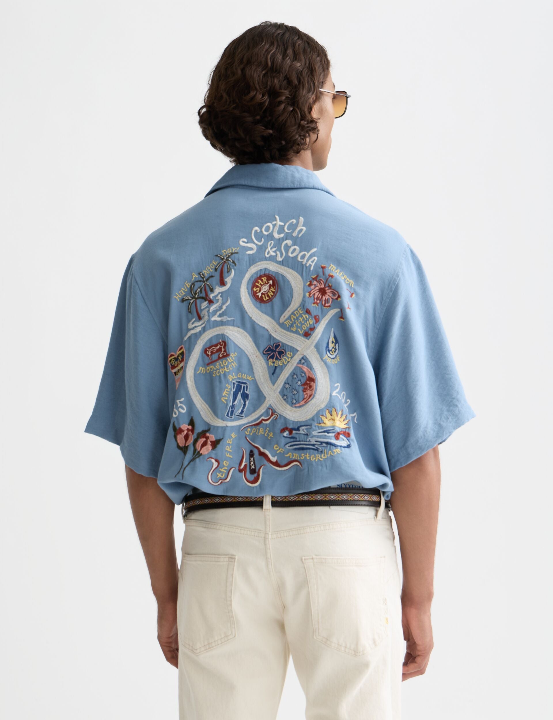 Lavender חולצה מכופתרת קצרה לגברים anniversary - מהדורת 40 שנה SCOTCH & SODA