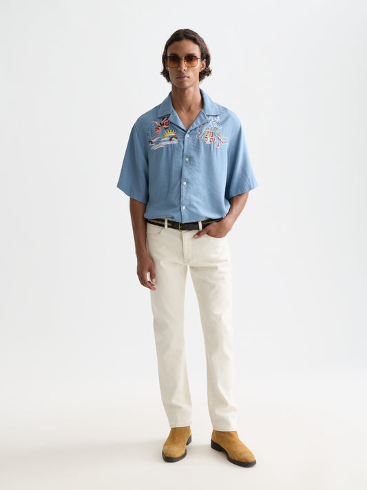 White Smoke חולצה מכופתרת קצרה לגברים anniversary - מהדורת 40 שנה SCOTCH & SODA