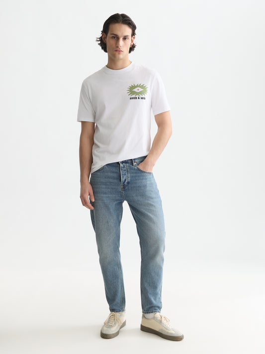 White Smoke טי שירט קצרה לגברים Front And Back Artwork SCOTCH & SODA