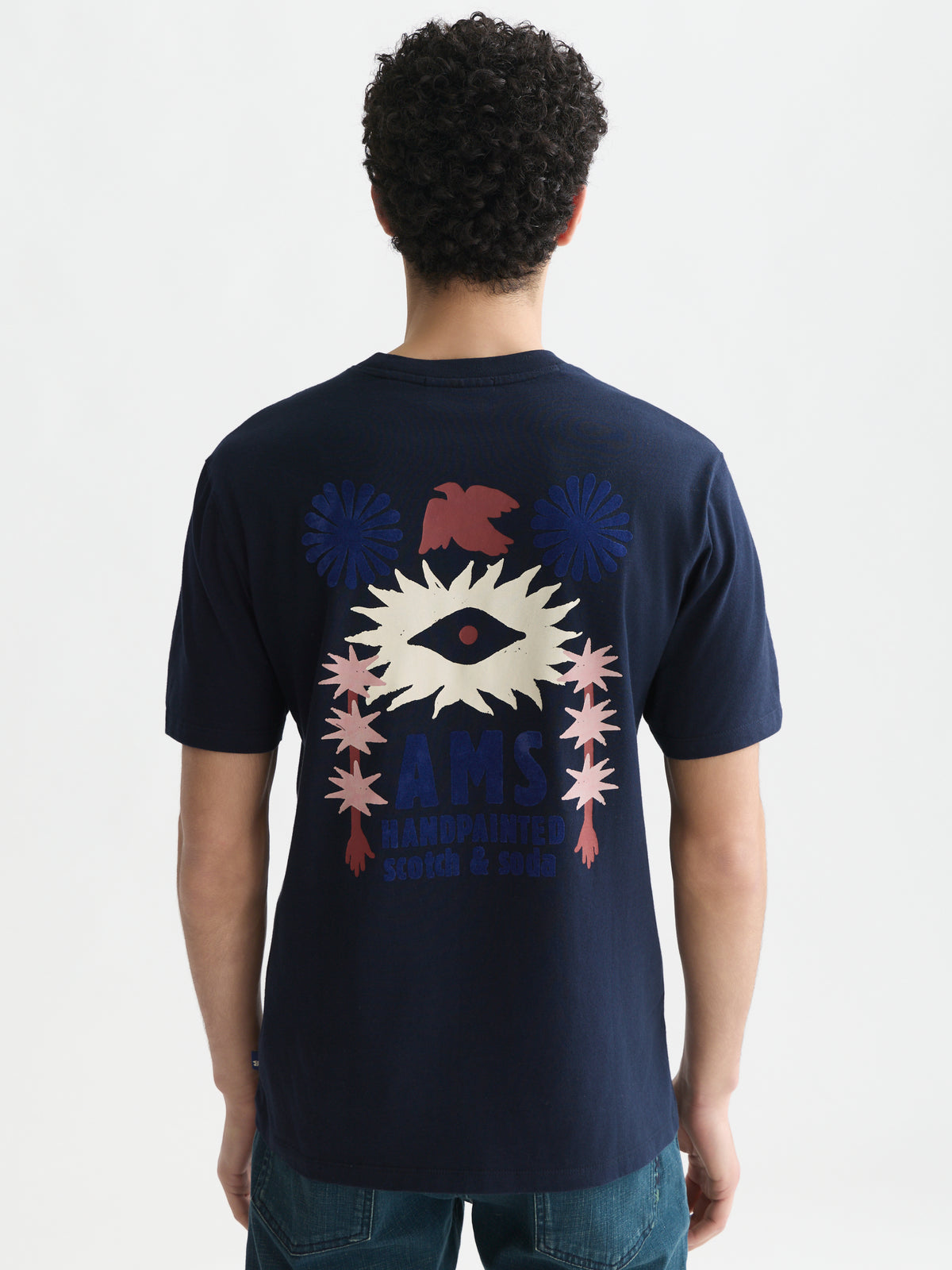 Black טי שירט קצרה לגברים Front And Back Artwork SCOTCH & SODA