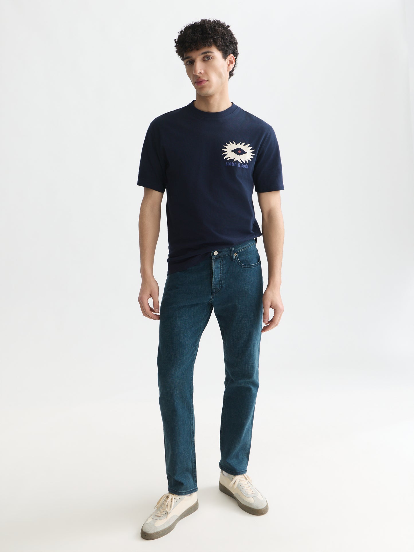 White Smoke טי שירט קצרה לגברים Front And Back Artwork SCOTCH & SODA