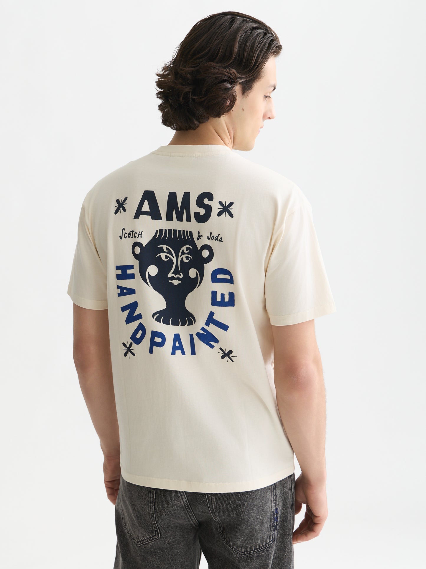White Smoke טי שירט קצרה לגברים Front And Back Artwork SCOTCH & SODA