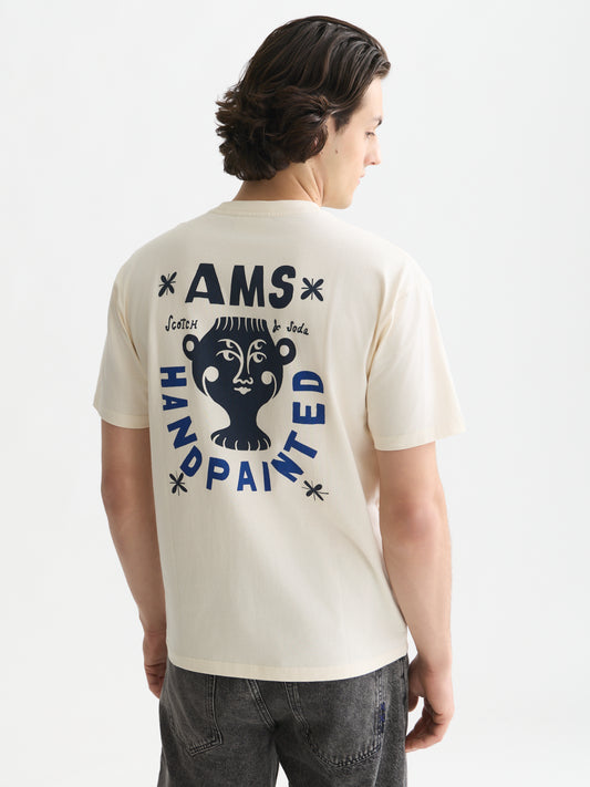 White Smoke טי שירט קצרה לגברים Front And Back Artwork SCOTCH & SODA